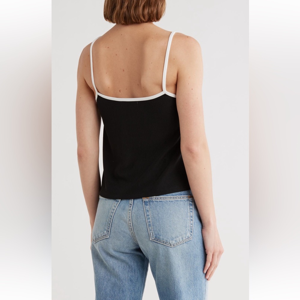 VIGOSS ribbed camisole tank black and white top - Picture 2 of 5